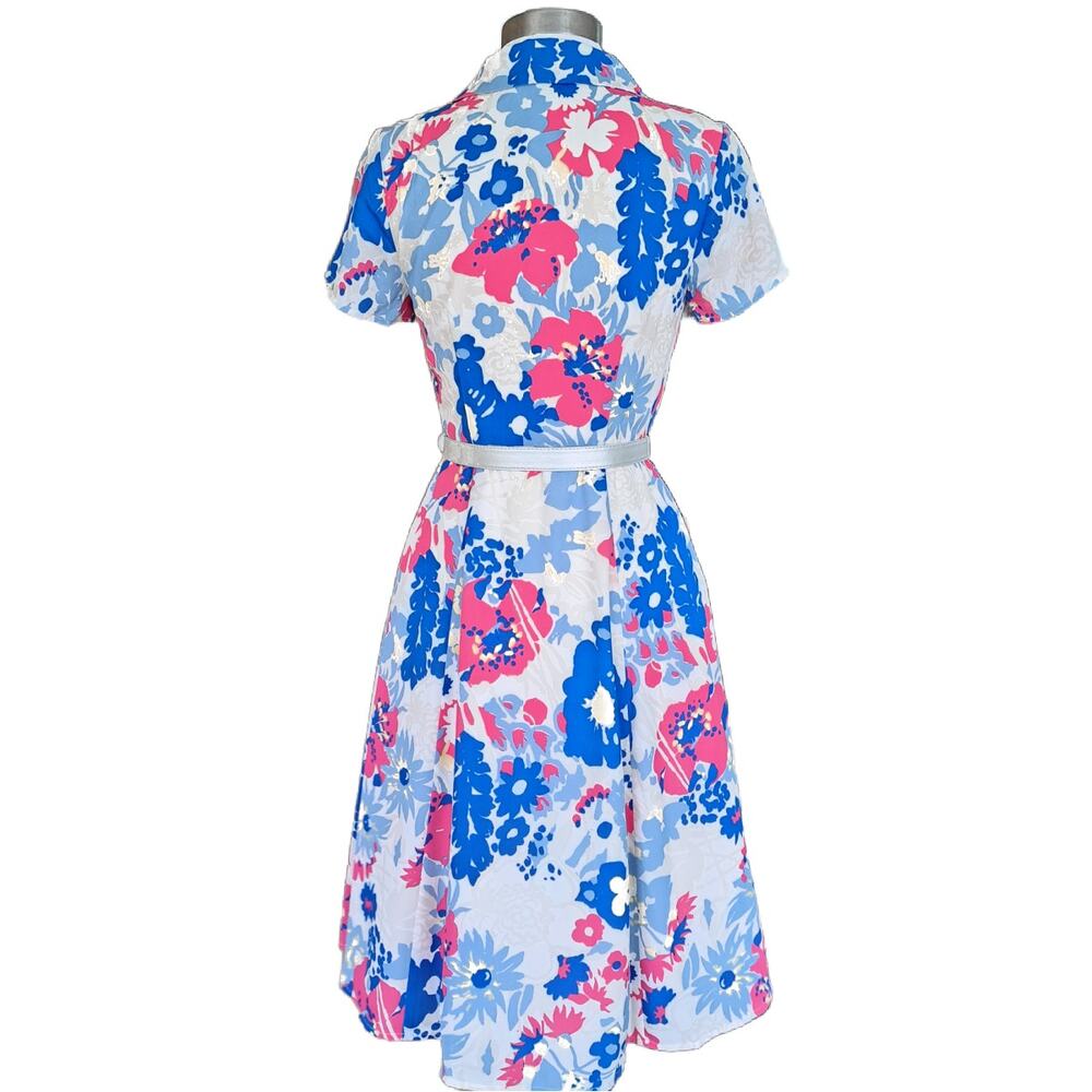 MODCLOTH Exciting Find Shirt Midi Dress Pink Blue Floral Small Retro Spring - Picture 4 of 11